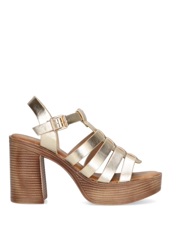 Etika Sandalo 13718 Ragazza – Oro, Con Plateau 4 Cm E Chiusura A Fibbia – Modello Ambolo