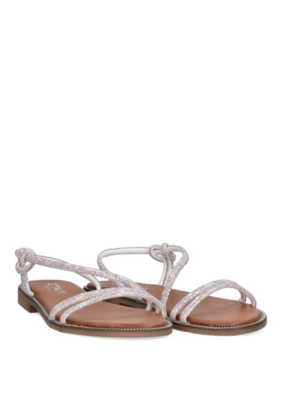 ETIKA Sandalo 10048 Donna – Tacco Piatto, Chiusura Pull On, Materiale Sintetico, Larghezza Normale