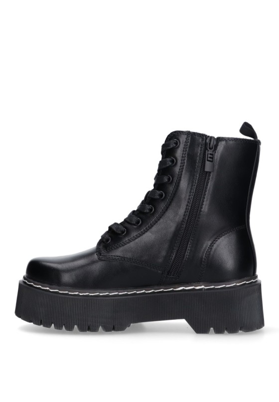 Bota alta campera en piel MUSTANG color Piel CUERO para mujer Tacón medio